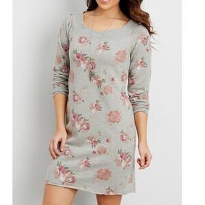 Maurices Wide Neck Floral Sweatshirt Tunic Dress Plus Size 1